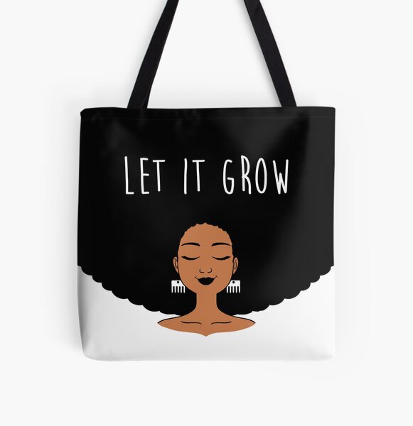 Black woman with an afro - Let it Grow All Over Print Tote Bag
