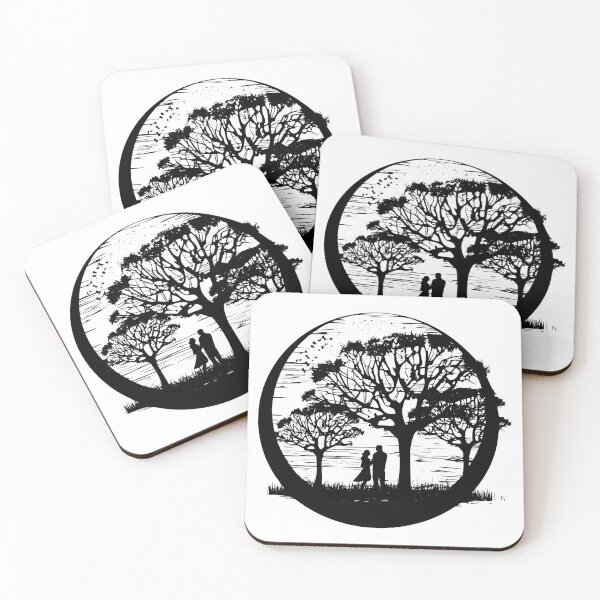 Item preview, Couple Trees Moon Forest Love Valentine Romantic Pair designed and sold by inkoutninja.