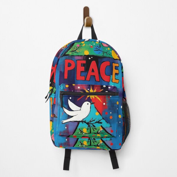 Item preview, White Dove on a Festive Christmas Tree with Peace Message in Bold Red Letters AI Generated Abstract Digital Art designed and sold by OlfactoART Studio.