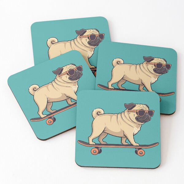 Item preview, Pug Dog with Sunglasses on a Skateboard designed and sold by d247.