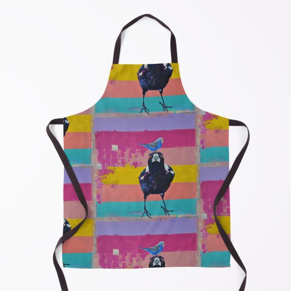 Item preview,  painting of Australian Magpie and Blue Budgie, art print. designed and sold by Cat Leonard.