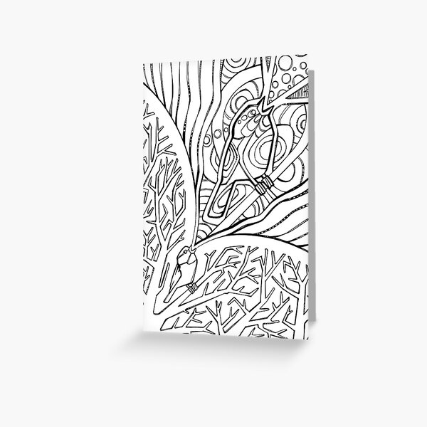 A Bird Singing Itself, Coloring Page Greeting Card