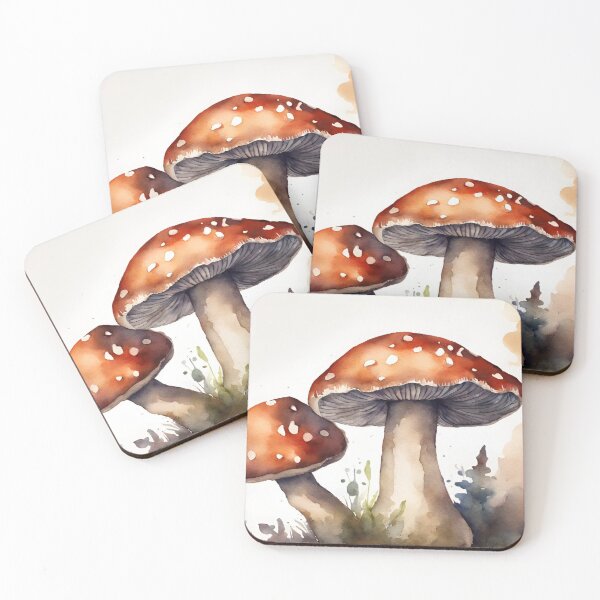 Item preview, Red Top Mushrooms Botanical Watercolor designed and sold by Tammy Marie Russell.