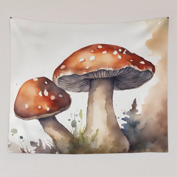 Item preview, Red Top Mushrooms Botanical Watercolor designed and sold by Tammy Marie Russell.