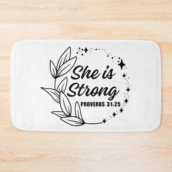 Item preview, She is Strong, proverbs 31:25, bible quotes designed and sold by MoriaStore.