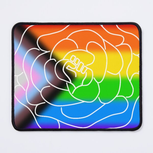 Artikelvorschau, Weiße Rose von BLM (Hintergrund: Pride-Flagge) entworfen und verkauft von JuliaEnchanted.