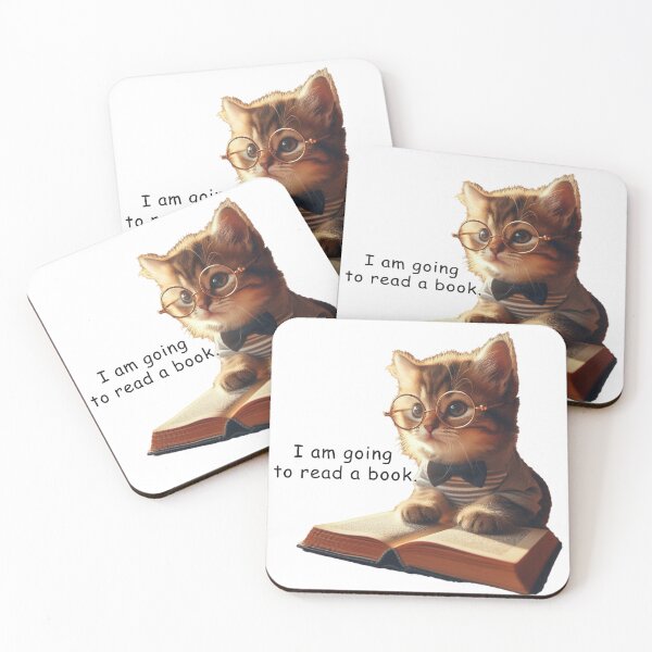 Item preview, kitty I am going to read a book sticker designed and sold by CeammiShop.