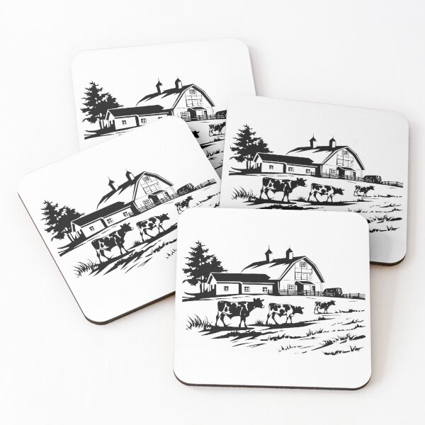 Item preview, Cow Farmhouse Cattle Ranch Barn Rural Livestock Dairy Country Shed  designed and sold by inkoutninja.