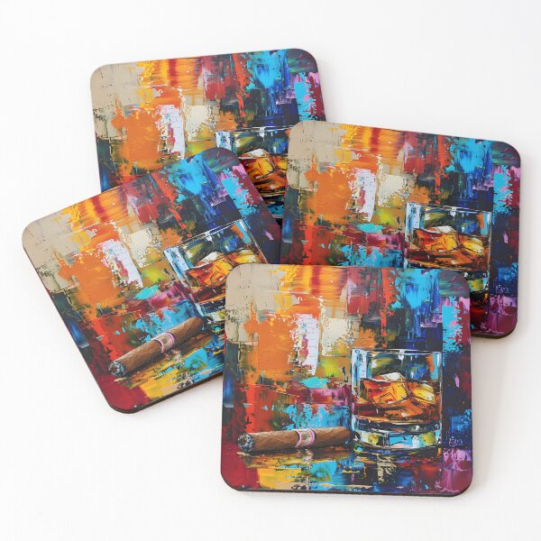 Item preview, Whiskey and Cigar - Bold Abstract Colors Create Intensity and Depth Digital Art AI Generated designed and sold by OlfactoART Studio.