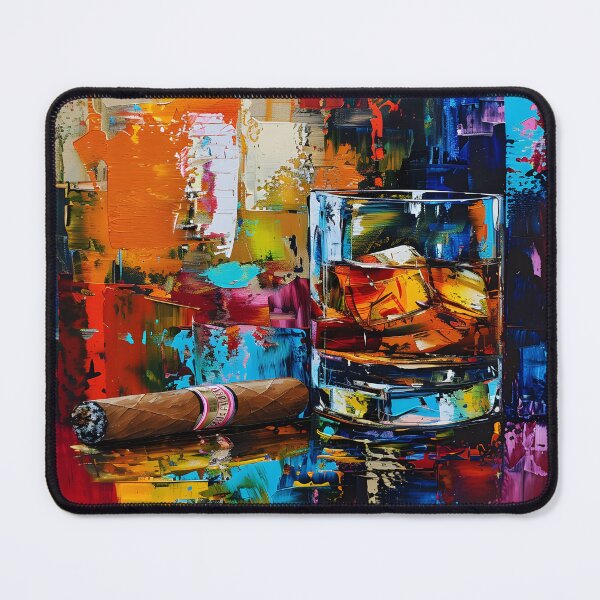 Item preview, Whiskey and Cigar - Bold Abstract Colors Create Intensity and Depth Digital Art AI Generated designed and sold by OlfactoART Studio.