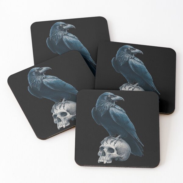 Item preview, Dark Raven on Skull - Gothic Crow Art with Skull Symbolism designed and sold by love3617.