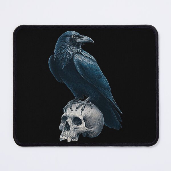 Item preview, Dark Raven on Skull - Gothic Crow Art with Skull Symbolism designed and sold by love3617.