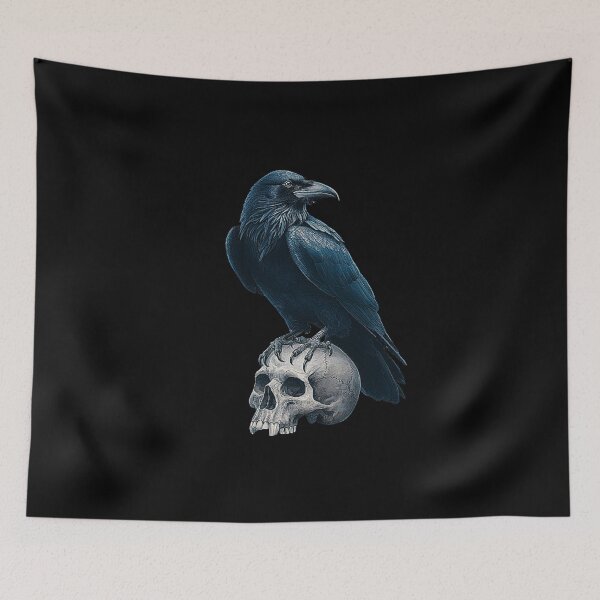 Item preview, Dark Raven on Skull - Gothic Crow Art with Skull Symbolism designed and sold by love3617.