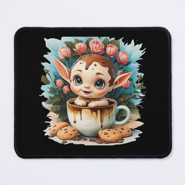Item preview, Adorable Fantasy Elf in Chocolate Cup - Cute Baby Elf Art designed and sold by love3617.