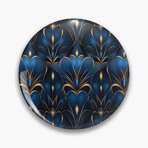 Item preview, Seamless Art Deco Pattern Blue and gold  designed and sold by Gypsykiss.