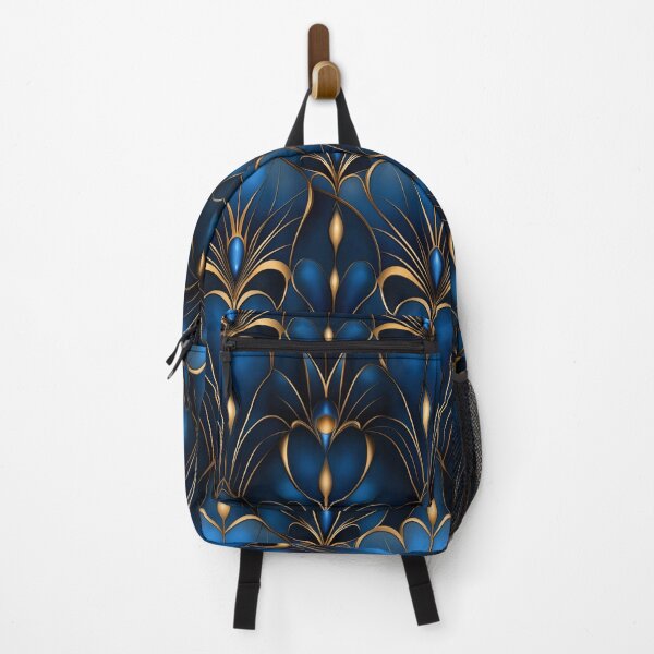 Item preview, Seamless Art Deco Pattern Blue and gold  designed and sold by Gypsykiss.
