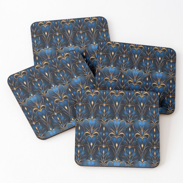 Item preview, Seamless Art Deco Pattern Blue and gold  designed and sold by Gypsykiss.