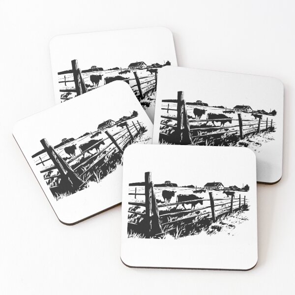 Item preview, Cattle Cows Farm Barn Ranch Fence Rural Country Pasture designed and sold by inkoutninja.