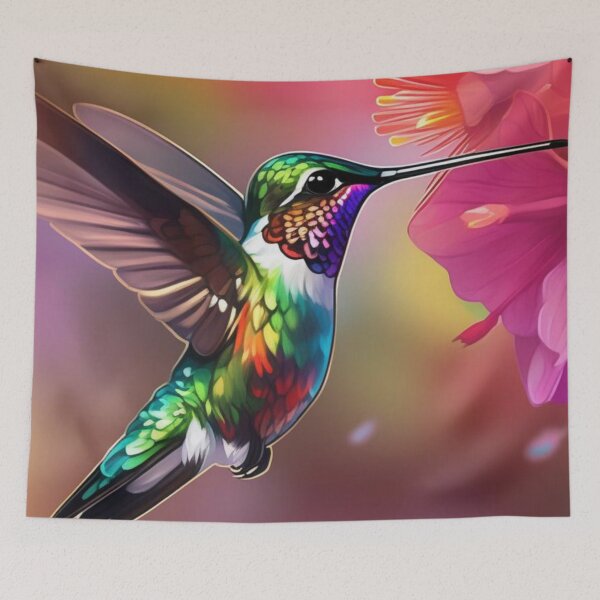 Artikelvorschau, Kolibri Blumen Natur Aquarell entworfen und verkauft von Tammy Marie Russell.