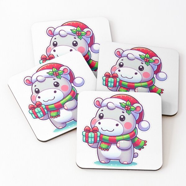 Item preview, Christmas Hippo with Gift designed and sold by vios765.