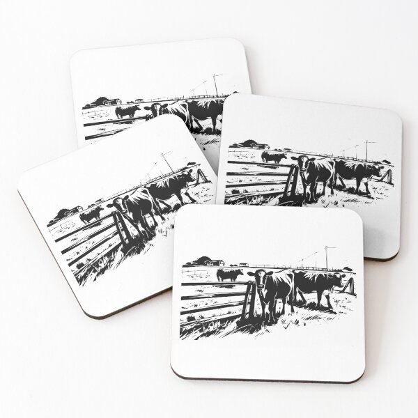 Item preview, Cattle Cows Farm Barn Ranch Fence Rural Country Pasture designed and sold by inkoutninja.