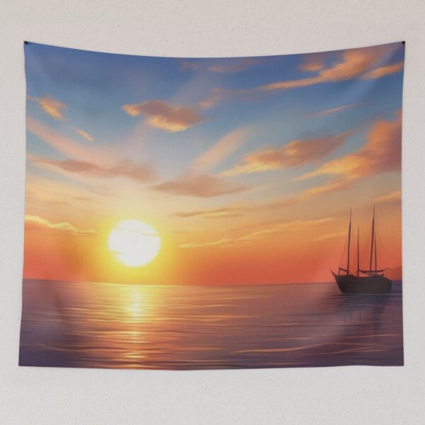 Artikelvorschau, Segelboot Sonnenuntergang Szene Natur entworfen und verkauft von Tammy Marie Russell.