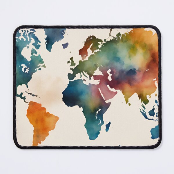 Item preview, World Map Geography Watercolor designed and sold by Tammy Marie Russell.