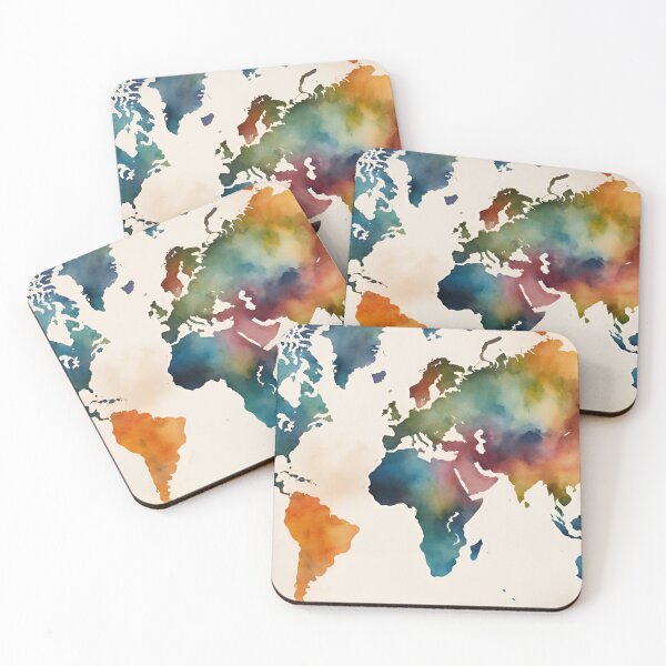 Item preview, World Map Geography Watercolor designed and sold by Tammy Marie Russell.