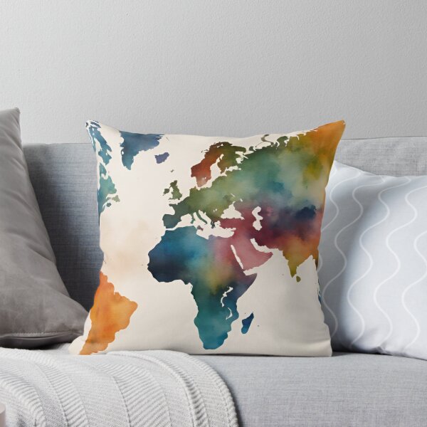 Item preview, World Map Geography Watercolor designed and sold by Tammy Marie Russell.