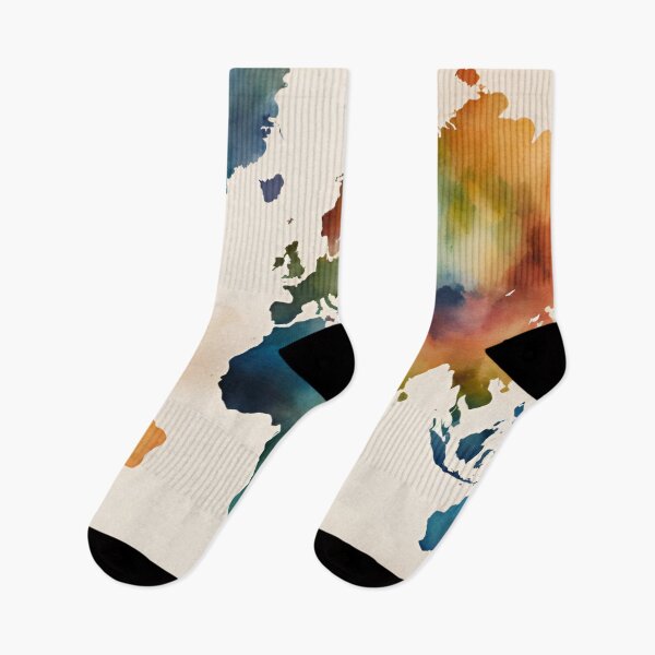 Item preview, World Map Geography Watercolor designed and sold by Tammy Marie Russell.
