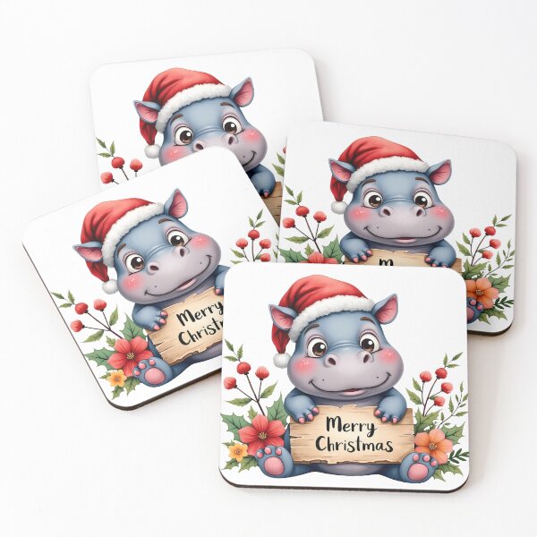 Item preview, Merry Christmas Baby Hippo Moo Deng designed and sold by CraftyAnimal.