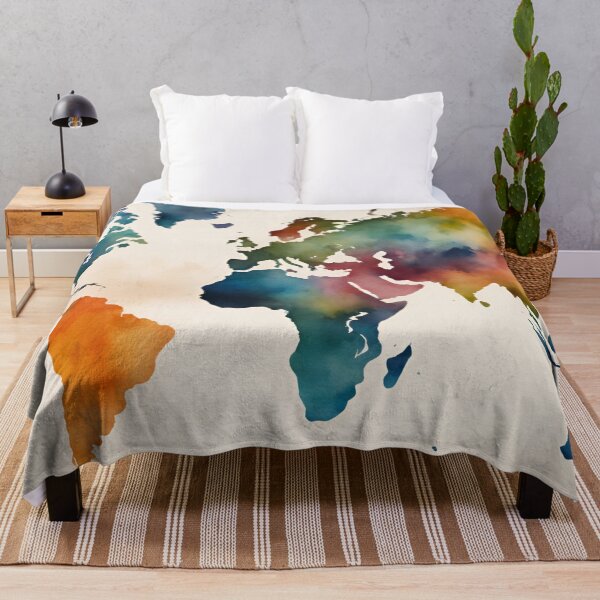 Item preview, World Map Geography Watercolor designed and sold by Tammy Marie Russell.