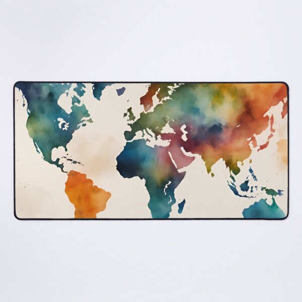 Item preview, World Map Geography Watercolor designed and sold by Tammy Marie Russell.