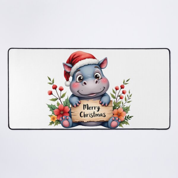 Item preview, Merry Christmas Baby Hippo Moo Deng designed and sold by CraftyAnimal.