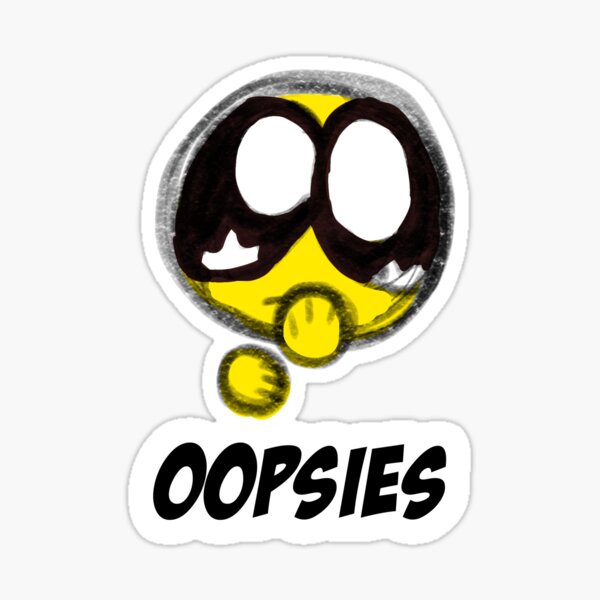 Vista previa del artículo con la obra «Oopsies Avergonzado Emoji Meme Pegatina», diseñado y vendido por Ancpikachu.