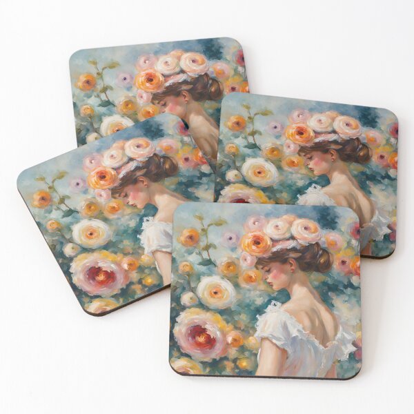 Item preview, Woman with Floral Headpiece in Dreamy Garden designed and sold by RetroPop23.