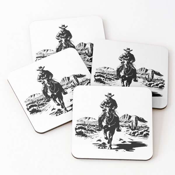 Item preview, Lone Cowboy Horses Mojave Desert Road Valley Countryside designed and sold by inkoutninja.
