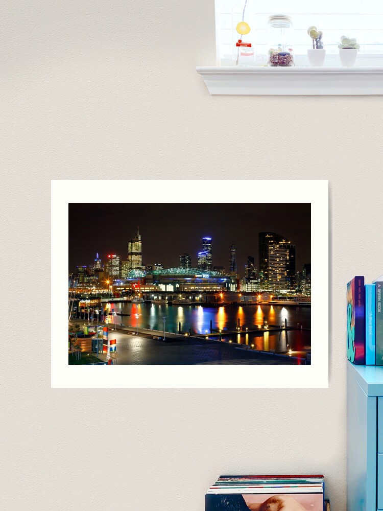 Thumbnail 2 of 3, Art Print, Docklands By Night, Melbourne, Australia designed and sold by Chockstone.