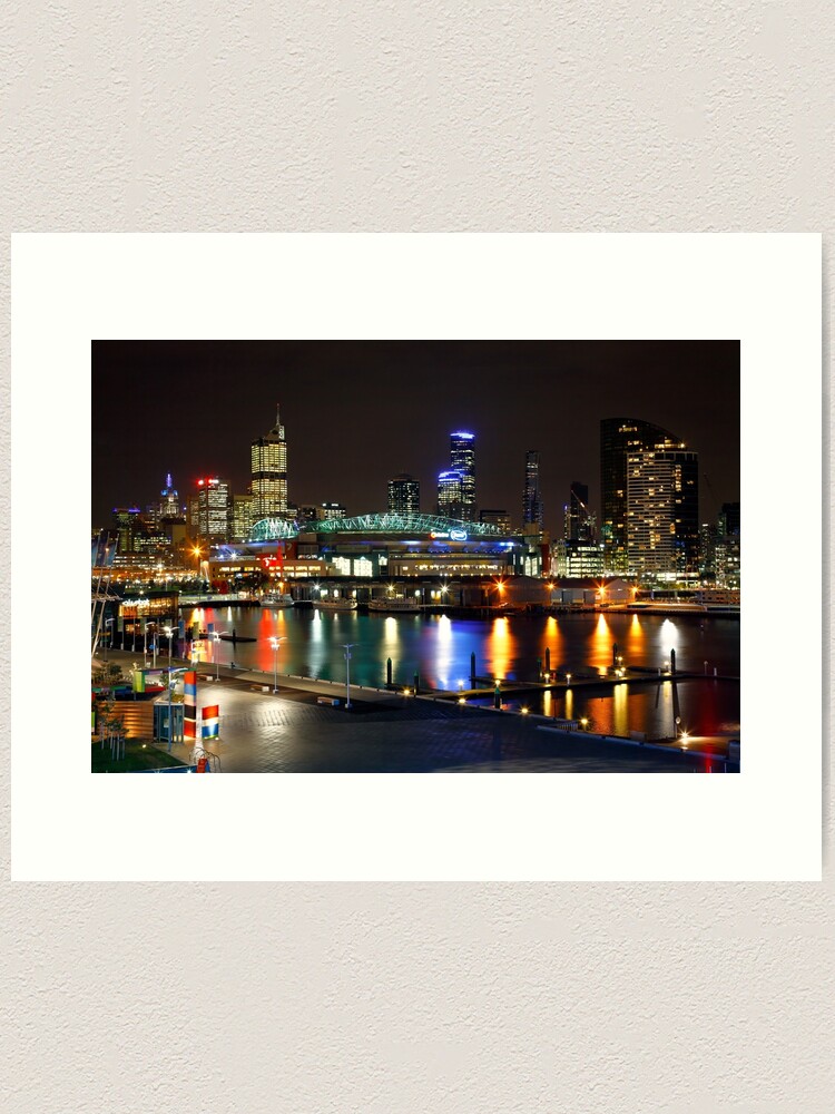 Thumbnail 1 of 3, Art Print, Docklands By Night, Melbourne, Australia designed and sold by Chockstone.