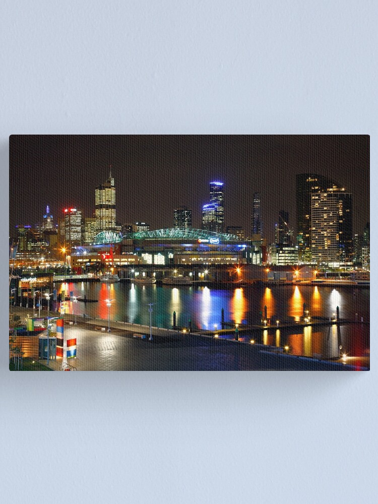Thumbnail 1 of 3, Canvas Print, Docklands By Night, Melbourne, Australia designed and sold by Chockstone.