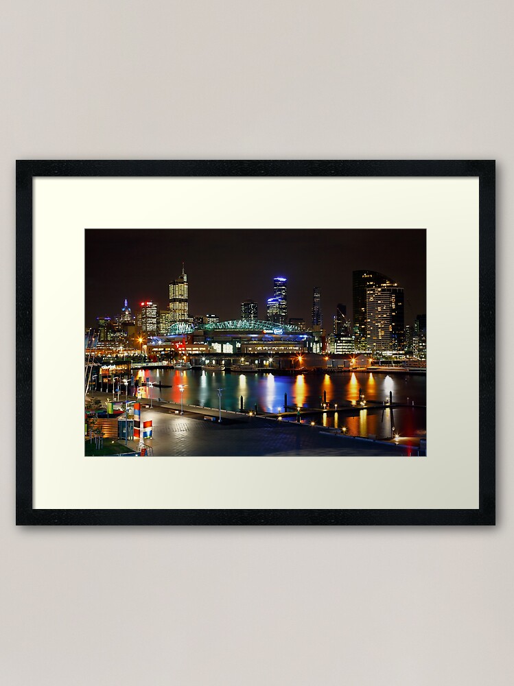 Thumbnail 1 of 7, Framed Art Print, Docklands By Night, Melbourne, Australia designed and sold by Chockstone.
