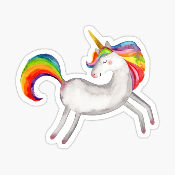 Item preview, Rainbow Unicorn Sticker designed and sold by AquarelDesigns.