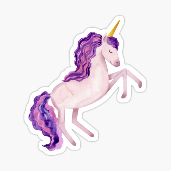 Item preview, Kids Purple Unicorn Sticker designed and sold by AquarelDesigns.