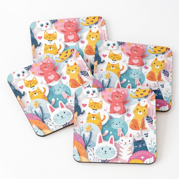Item preview, Playful Cat Breed Patterns with Abstract 3D Shapes and Bright Colors designed and sold by AlwaysHome.