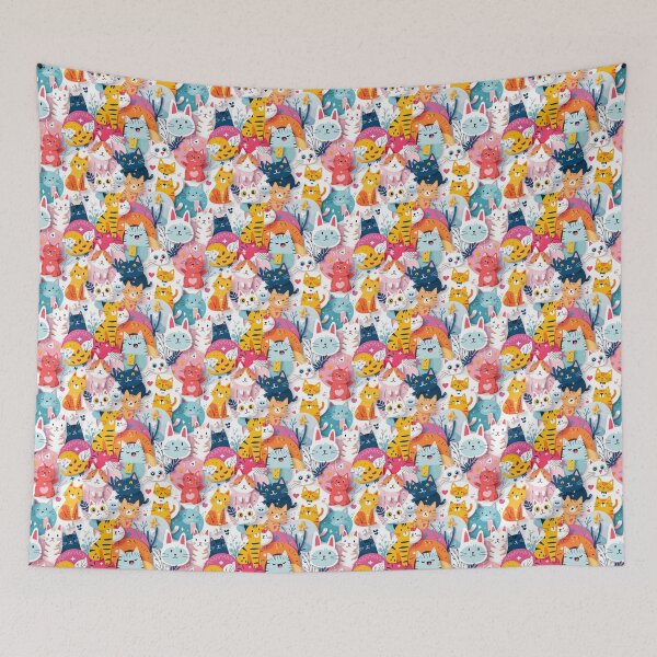 Item preview, Playful Cat Breed Patterns with Abstract 3D Shapes and Bright Colors designed and sold by AlwaysHome.