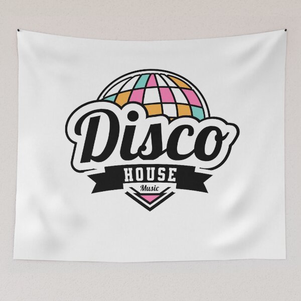 Aperçu de l'œuvre DISCO HOUSE ‐ bannière logo discoball (rose/noir) créée et vendue par Discothreadz.