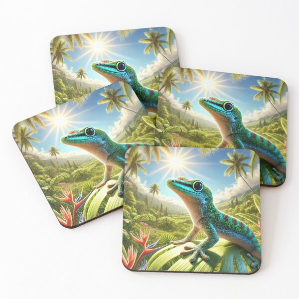 Item preview, Vibrant Hawaiian Giant Day Gecko in Sun designed and sold by NocturnalNook.
