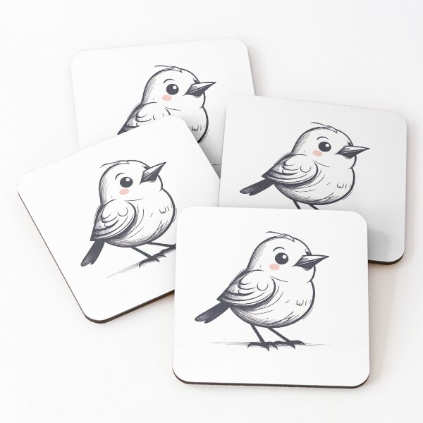 Item preview, Cute little bird drawing with pink cheeks designed and sold by Naturitude.