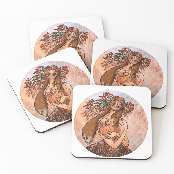 Item preview, Autumn lady, personification of autumn, autumn as a girl, autumn colors, designed and sold by Dormitria.