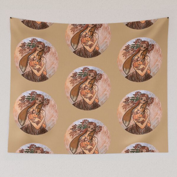Item preview, Autumn lady, personification of autumn, autumn as a girl, autumn colors, designed and sold by Dormitria.